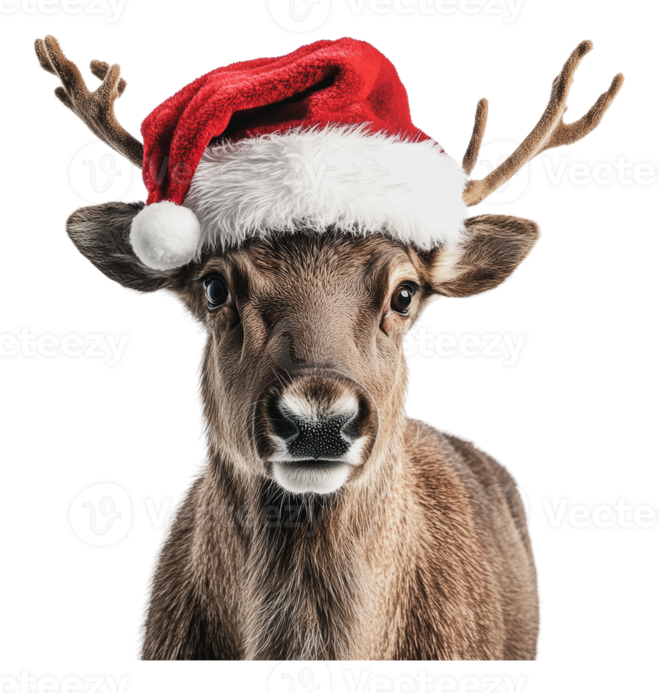 Reindeer wearing a festive Santa hat for Christmas png