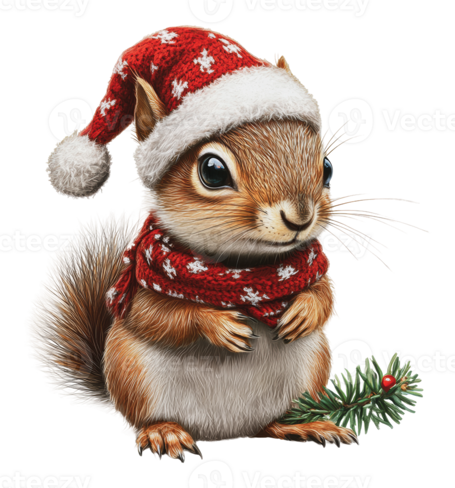 Squirrel in festive holiday gear png