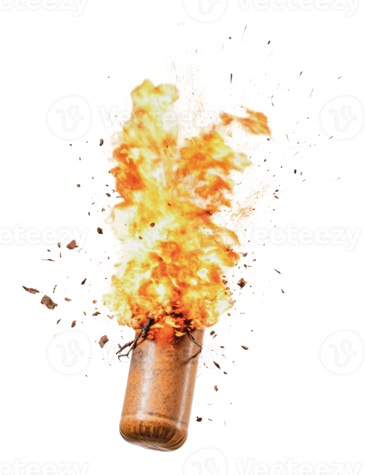 Explosive reaction of a bottle in mid-air png