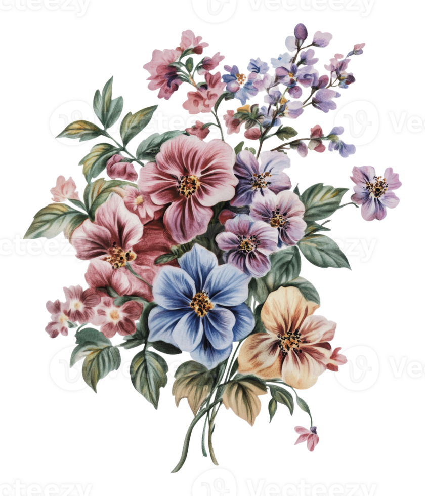 Colorful floral display with diverse blooms png