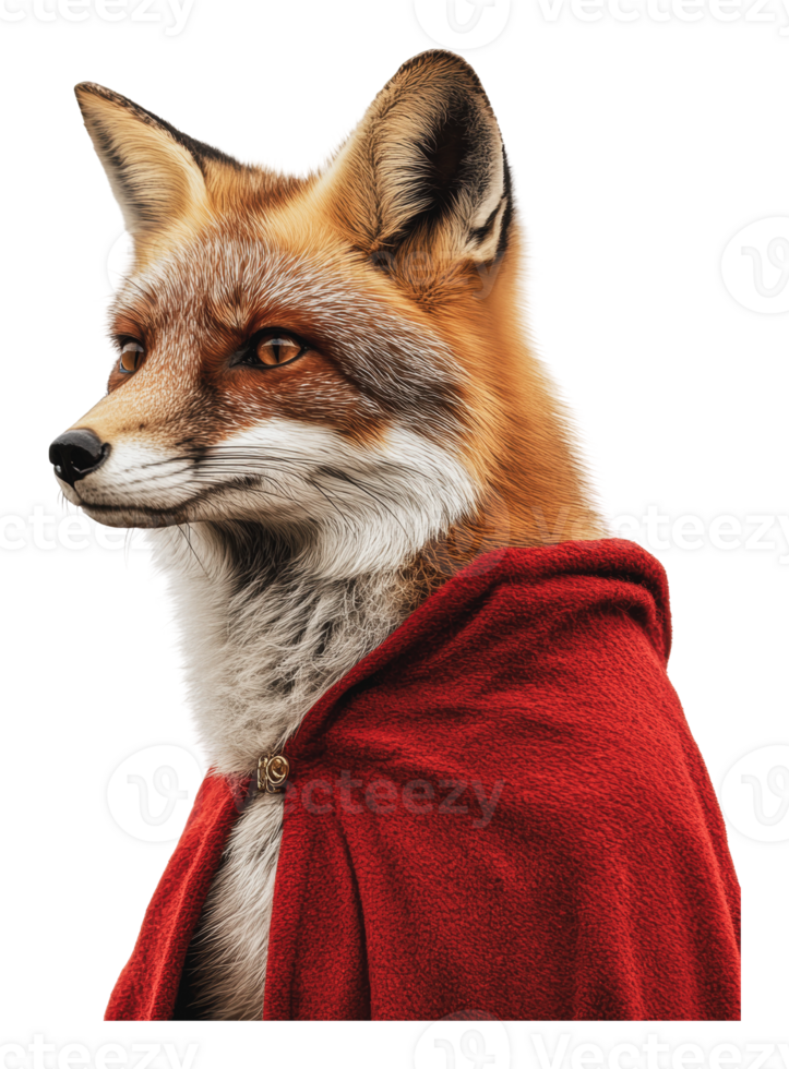 Fox wearing a red cloak in a whimsical portrayal png