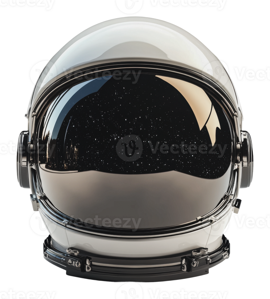 Astronaut helmet reflecting a starry sky view png