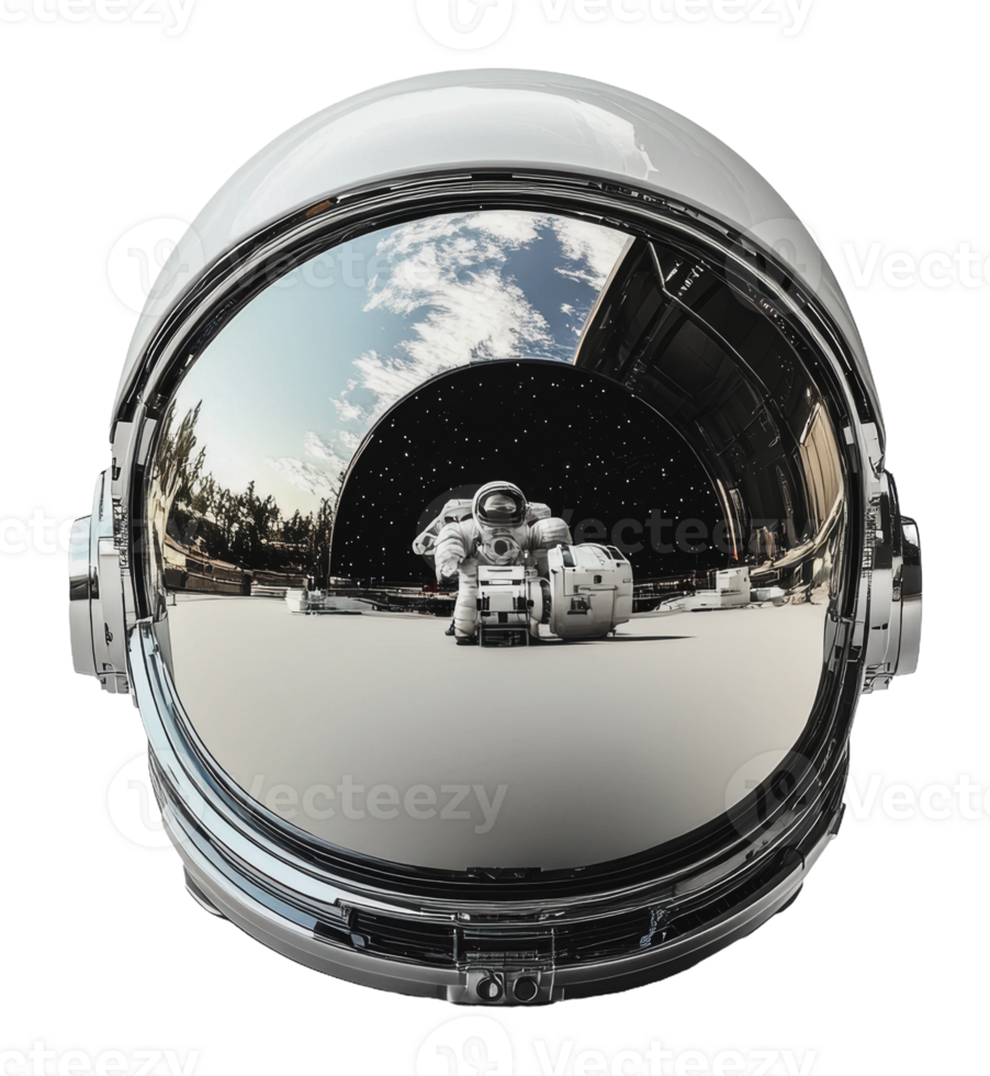 Sunset reflects space in helmet png