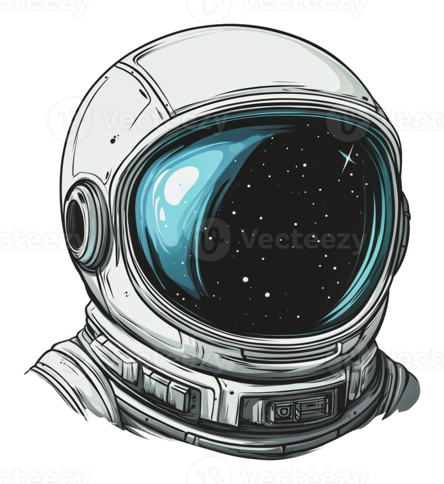 Astronaut helmet design features cosmic elements png