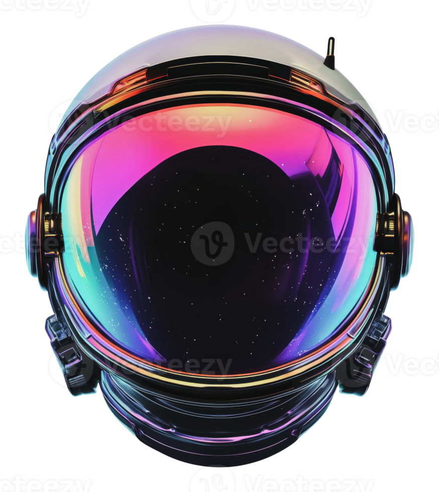 Colorful helmet reflects cosmic scenes png