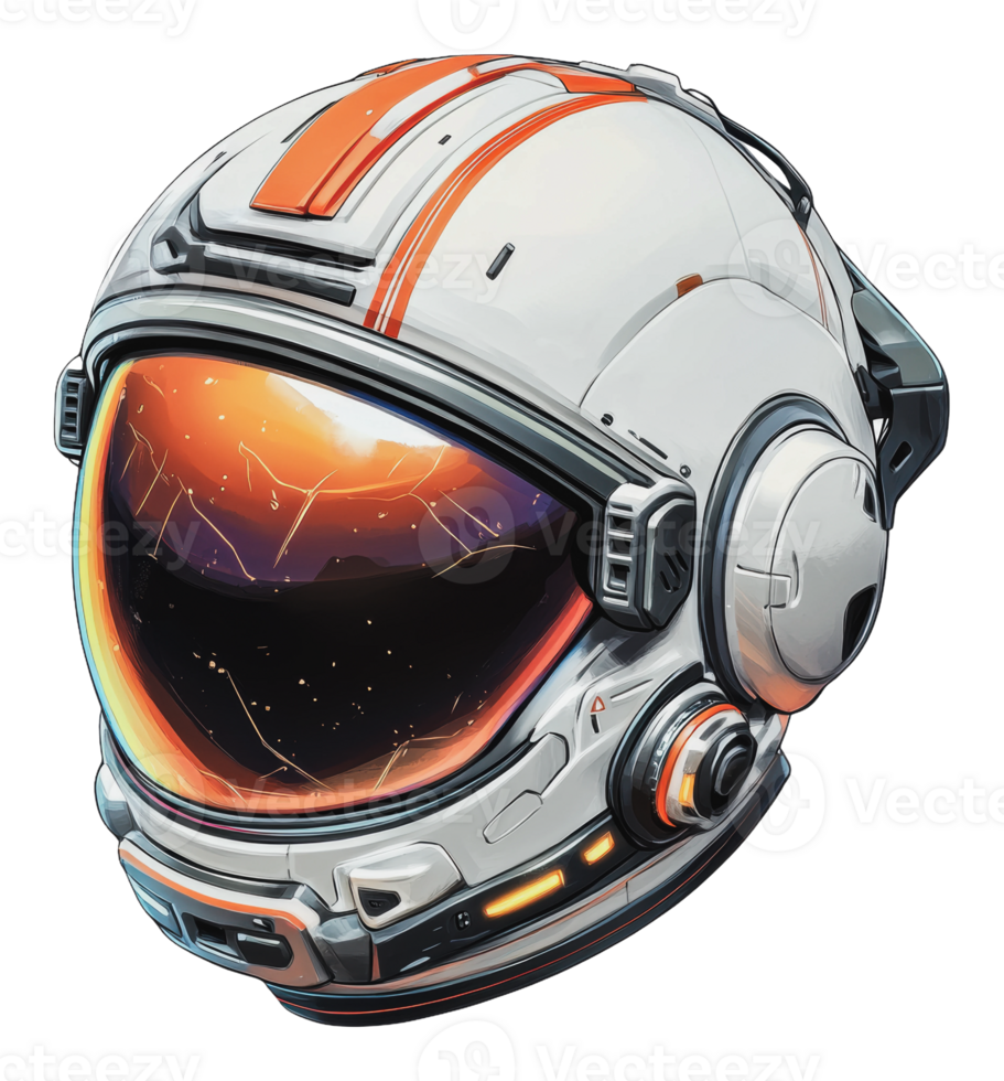 Space view in astronaut helmet illustration png
