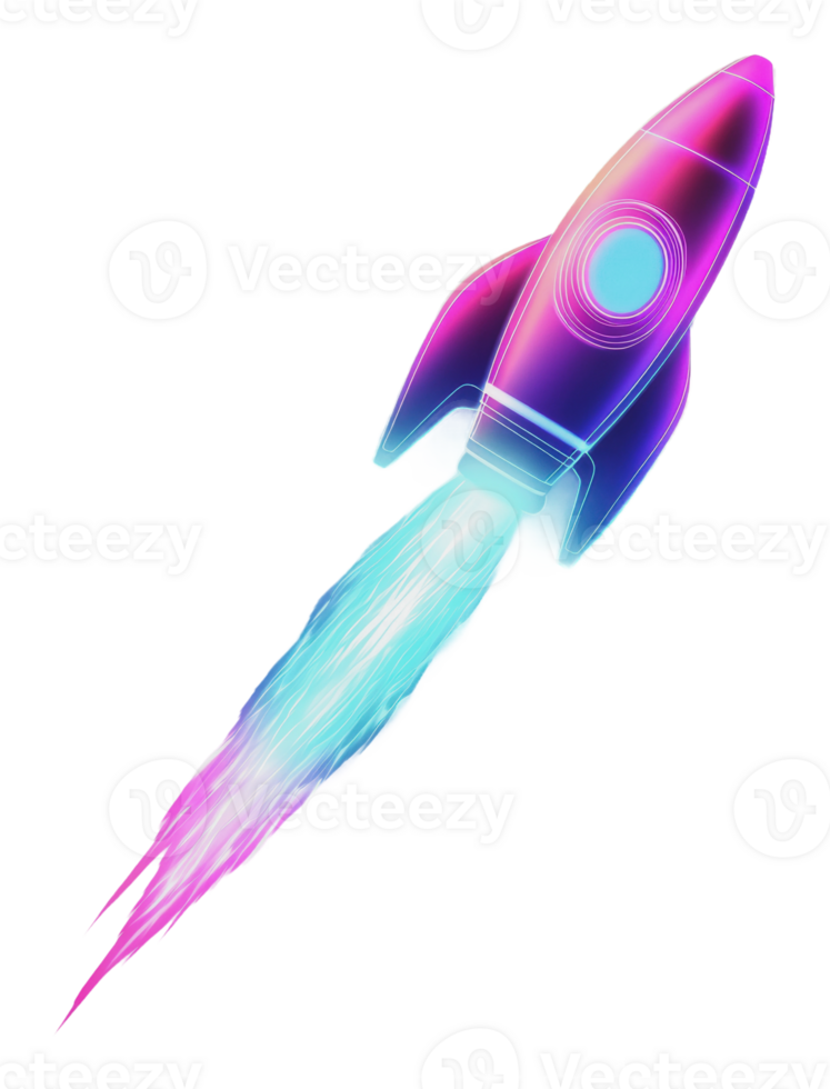 Colorful rocket launching into the sky png
