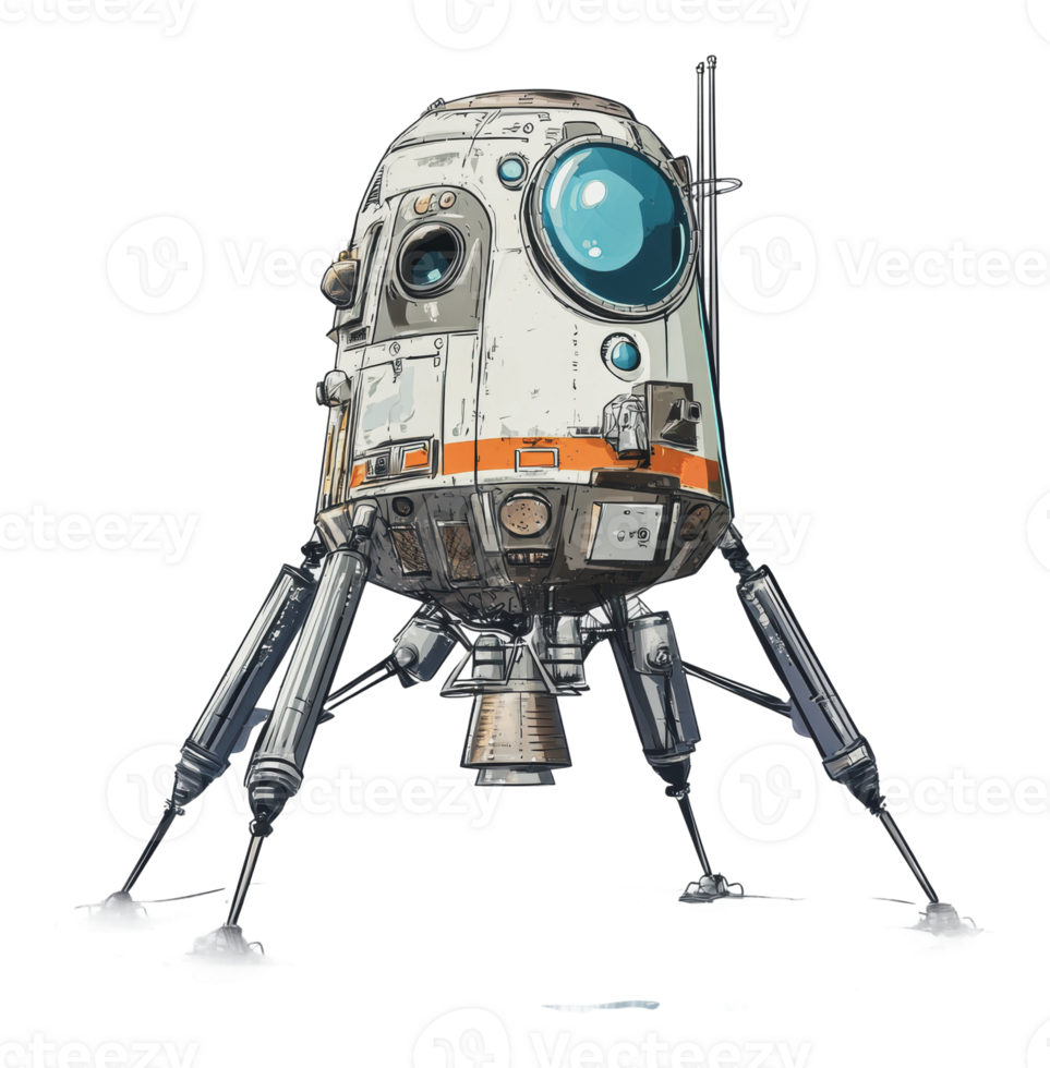 Retro design of a futuristic landing pod png