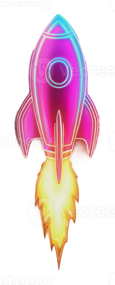 Vibrant rocket launch on white png
