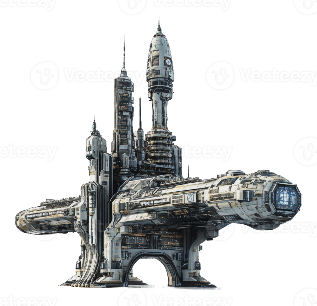 Futuristic spaceship design with intricate details png
