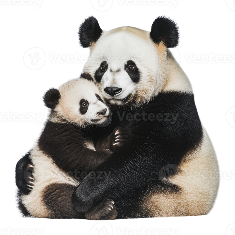Panda mother and cub share a tender moment png