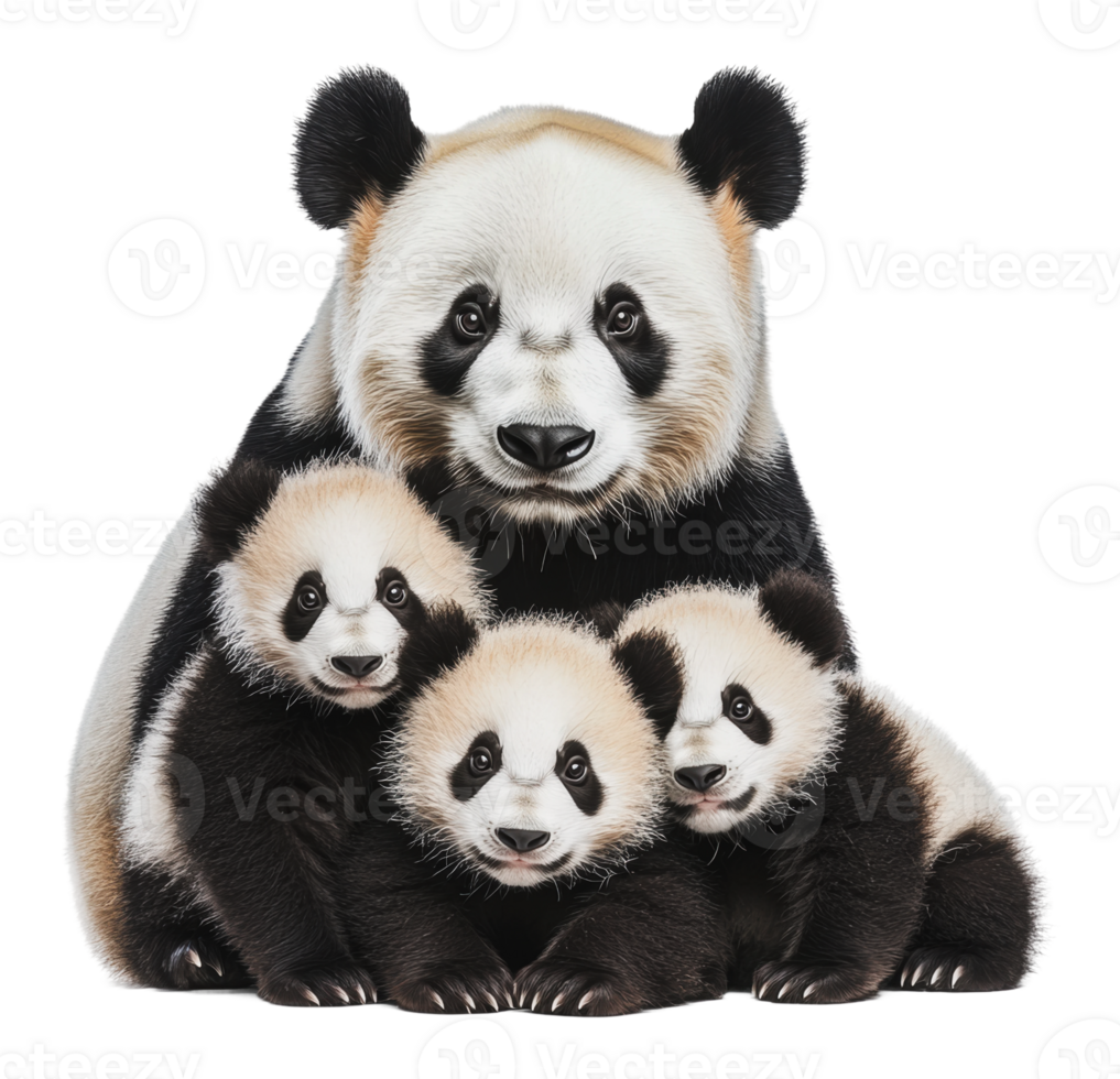 Cute panda family in a playful moment png
