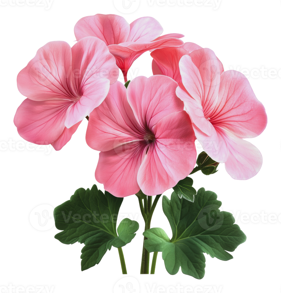 Pink flowers with bright green leaves png