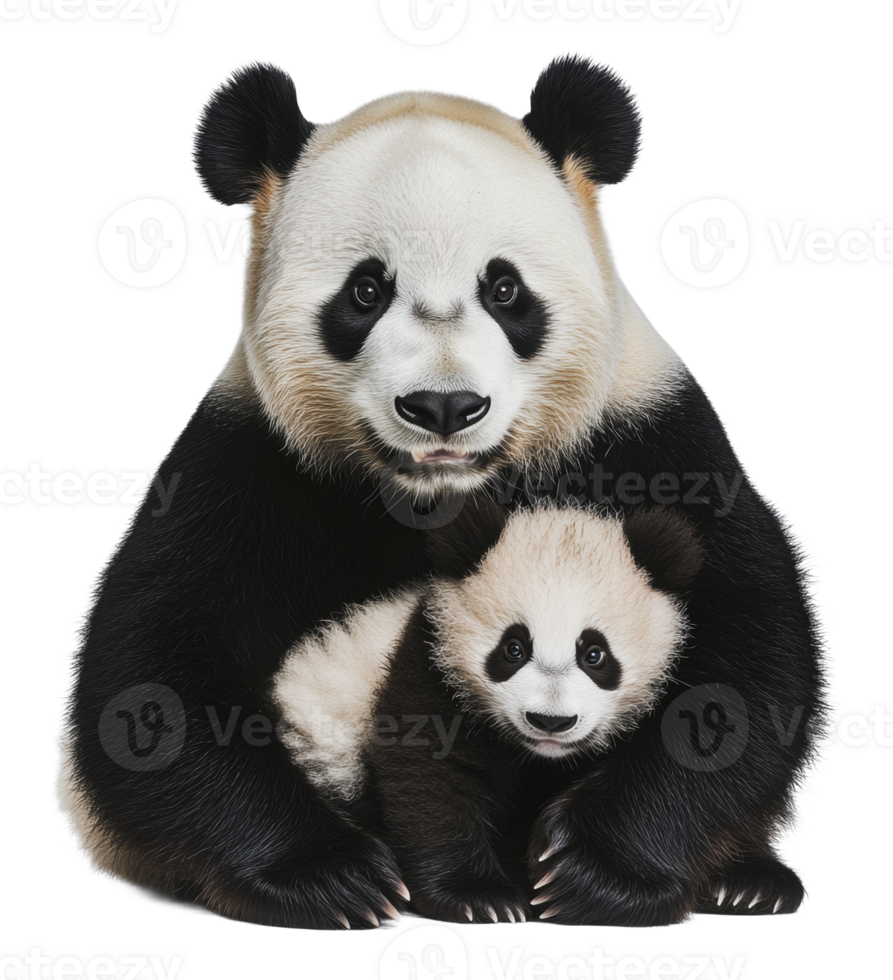 Panda mother and cub sharing a tender moment png