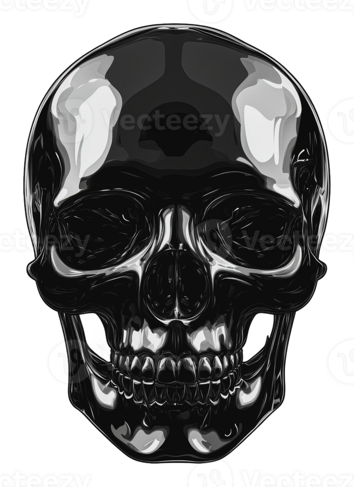Black glossy skull design for decoration purpose png