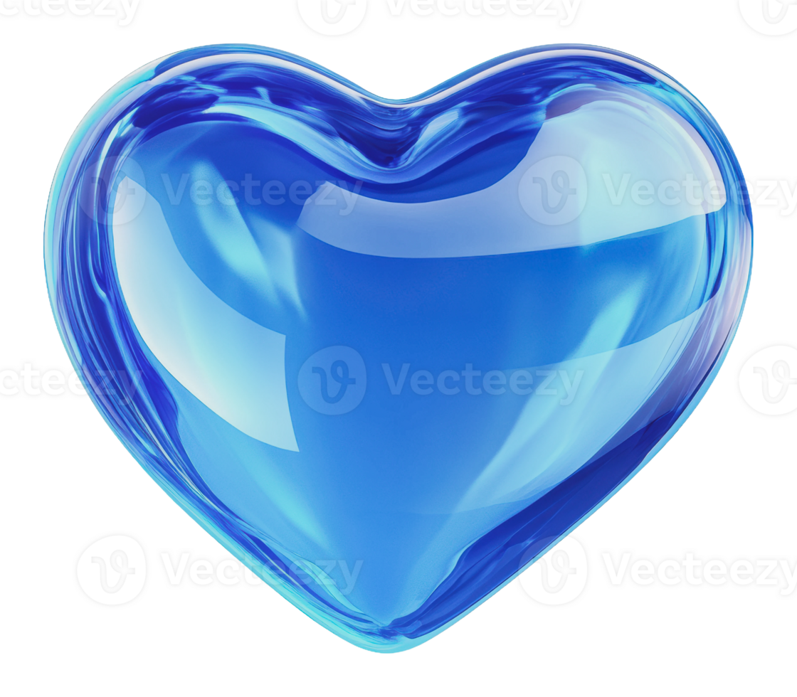 Bright blue heart-shaped object reflecting light png