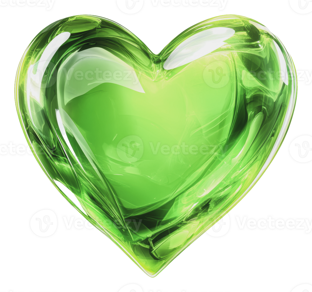Green heart shaped object made of glass png