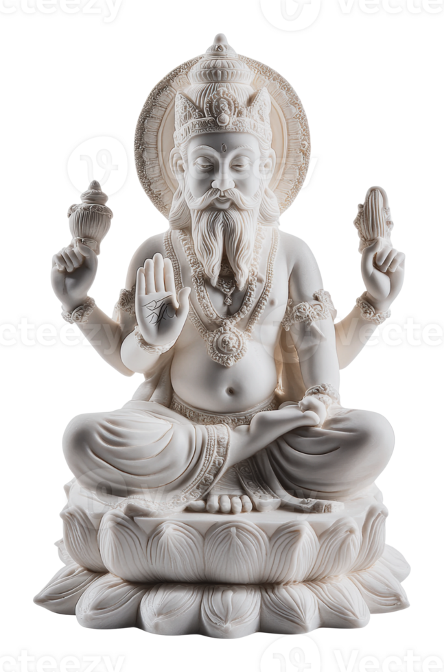 Graceful white statue of a seated deity adorned png
