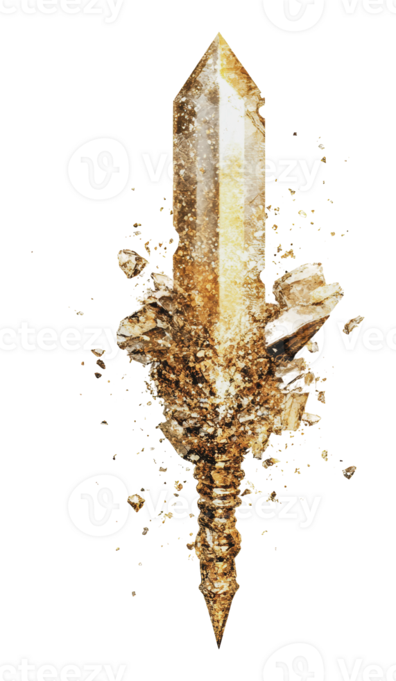 Crystal spear emerging from golden shards png