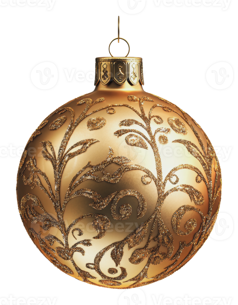 Golden ornament with intricate floral design png