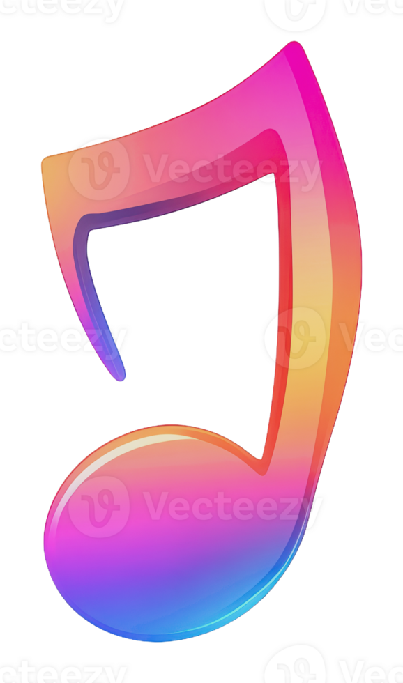 Colorful musical note with vibrant gradient design png