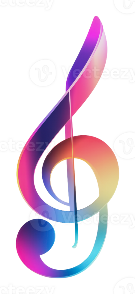 Colorful treble clef design with vibrant hues png