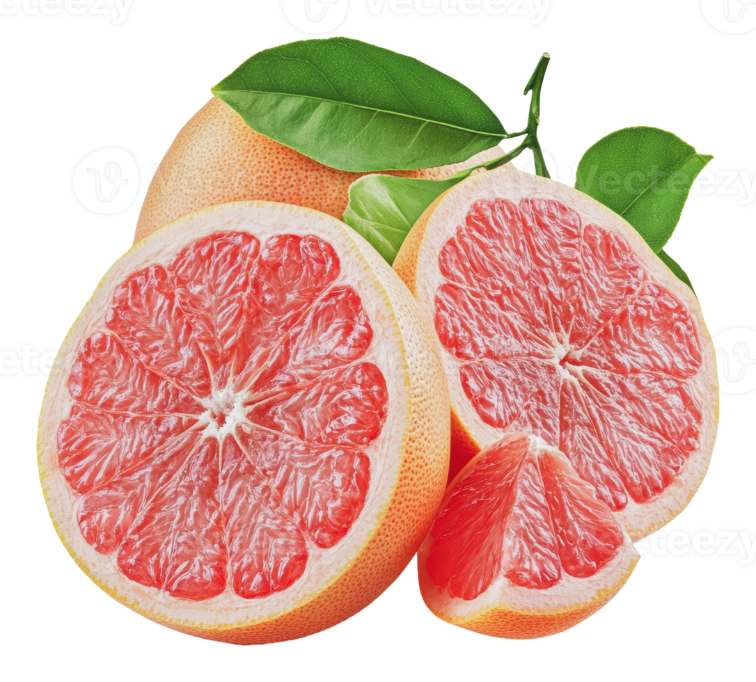 Fresh grapefruit with vibrant pink inside png