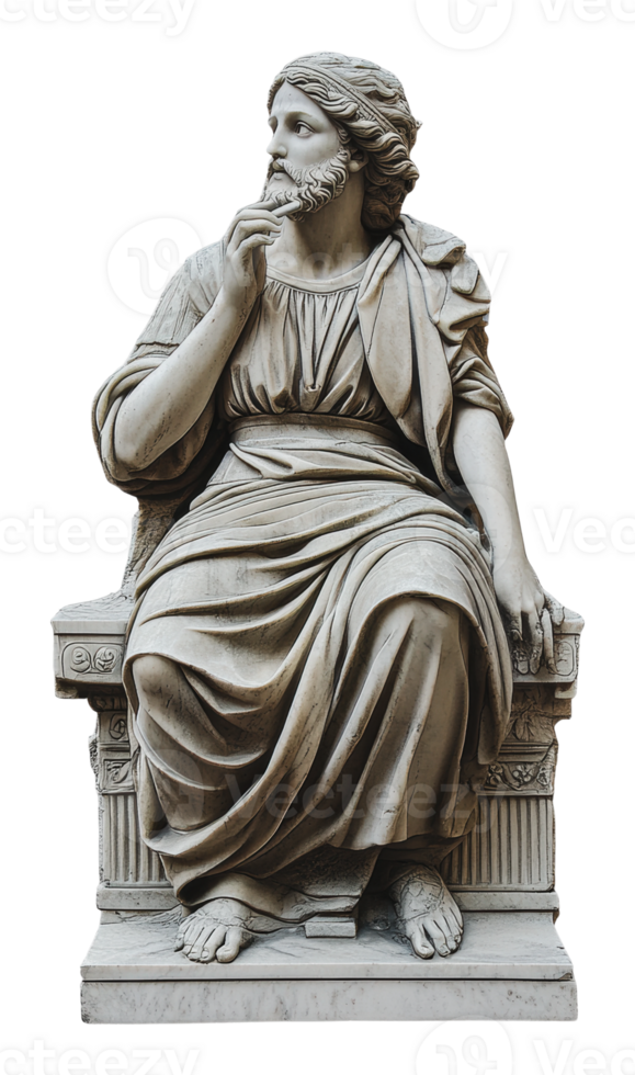Seated philosopher sculpture, thoughtful png