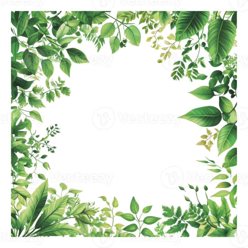 Lush green foliage framing a blank space png