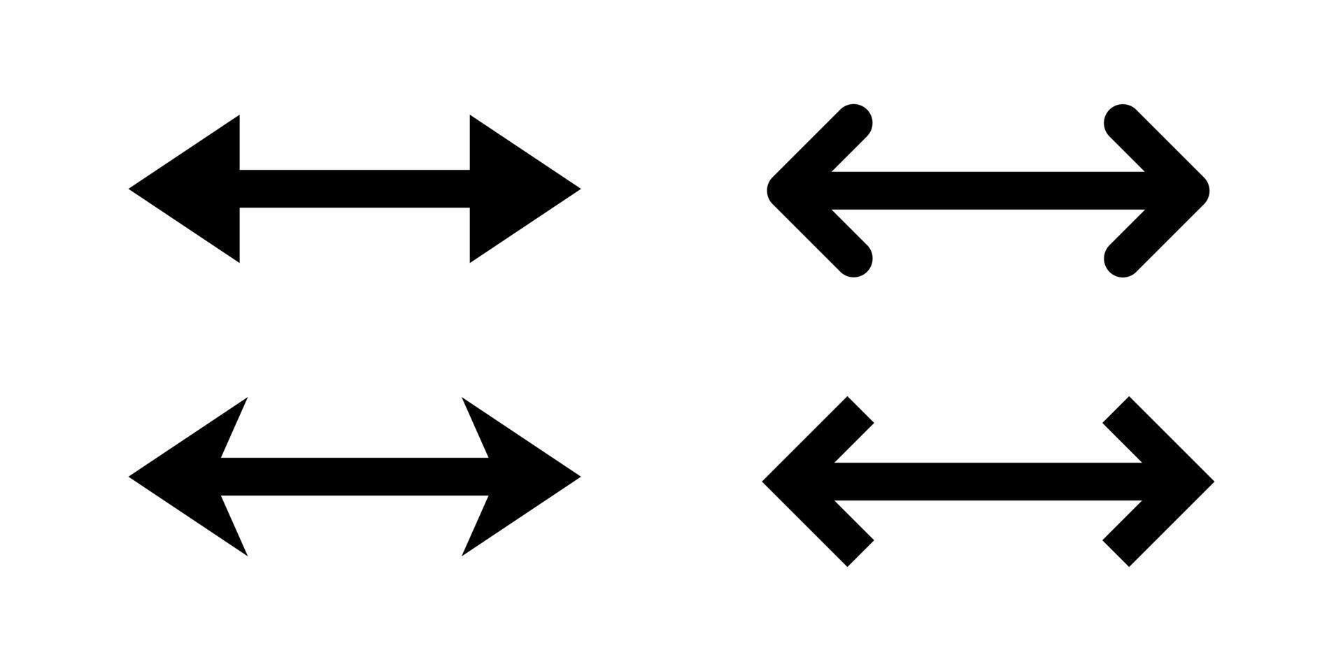Double arrow icon set in generic design. Two way side sign symbol vector