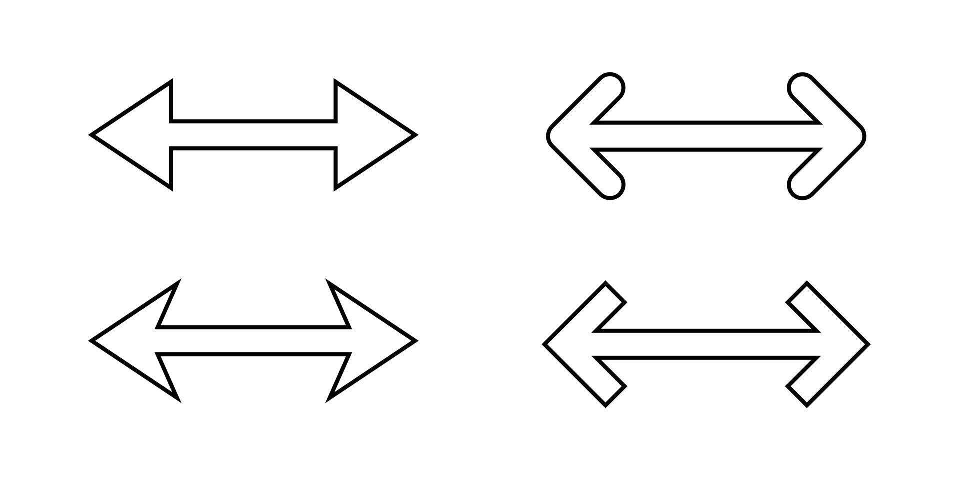 Double arrow line icon. Two arrows outline sign symbol vector