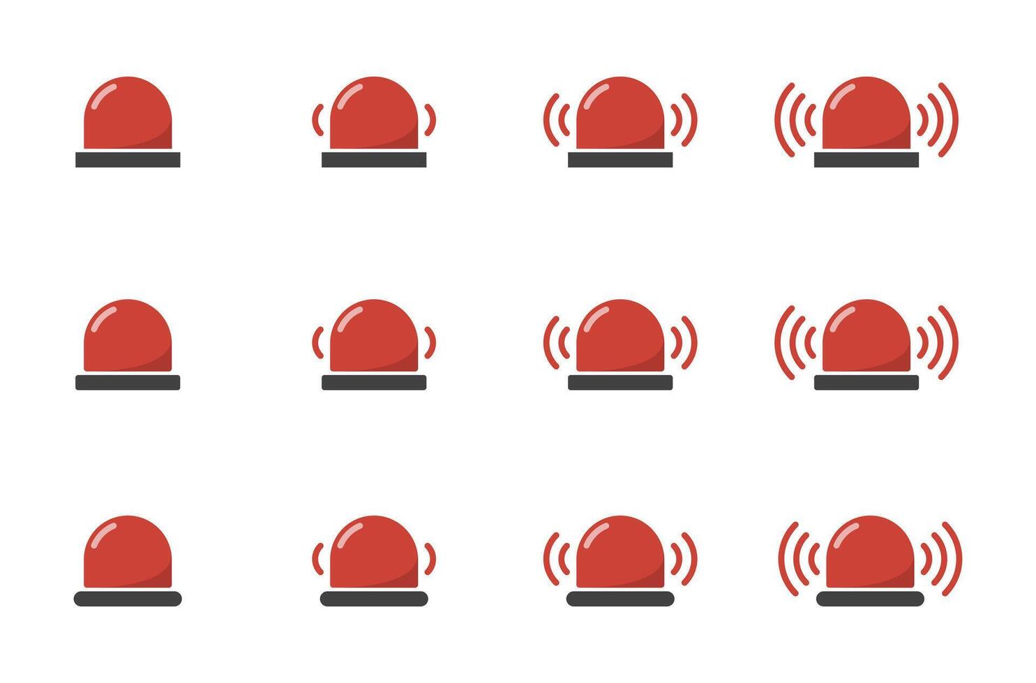Emergency siren icon set collection in flat style. Ambulance, police light sign symbol vector