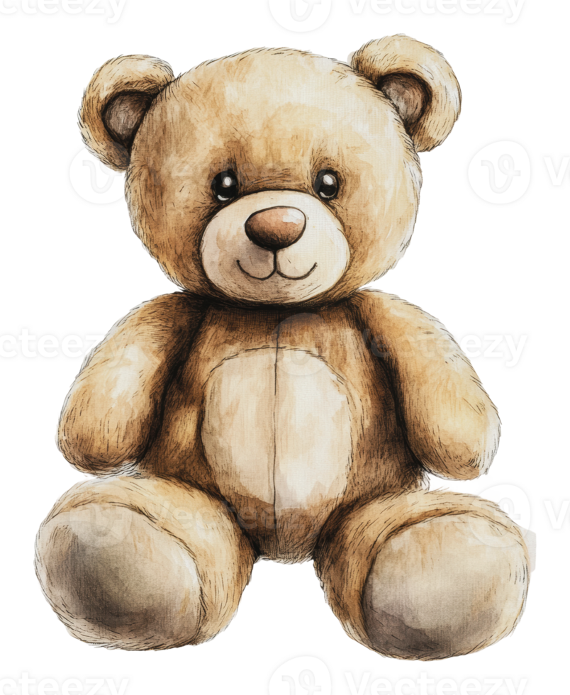 Cute teddy bear with soft fur and smiling face png