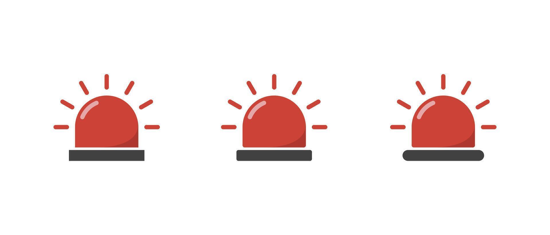 Emergency siren icon set collection in flat design. Ambulance, police light sign symbol vector