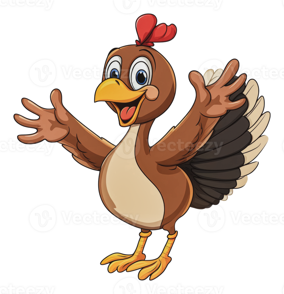 Colorful cartoon turkey with outstretched wings png