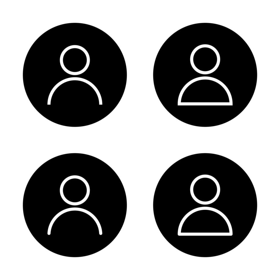 Login user avatar icon set on black circle. Profile account sign symbol vector