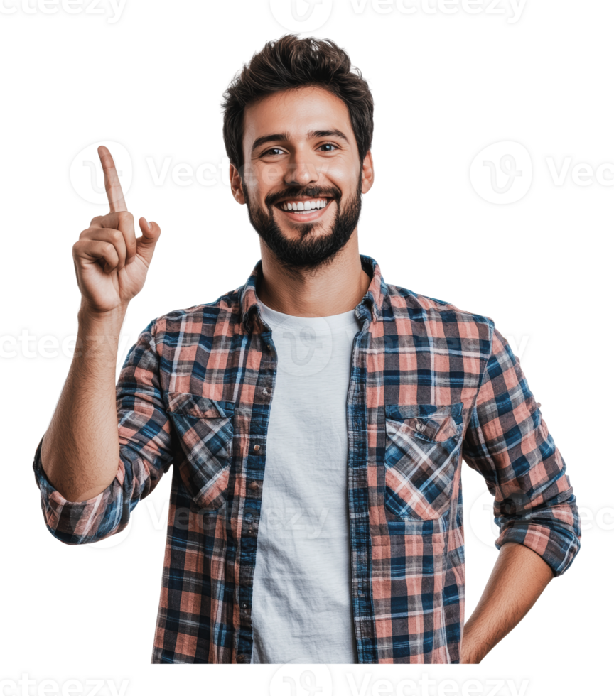 Young man happily sharing an idea with a smile png