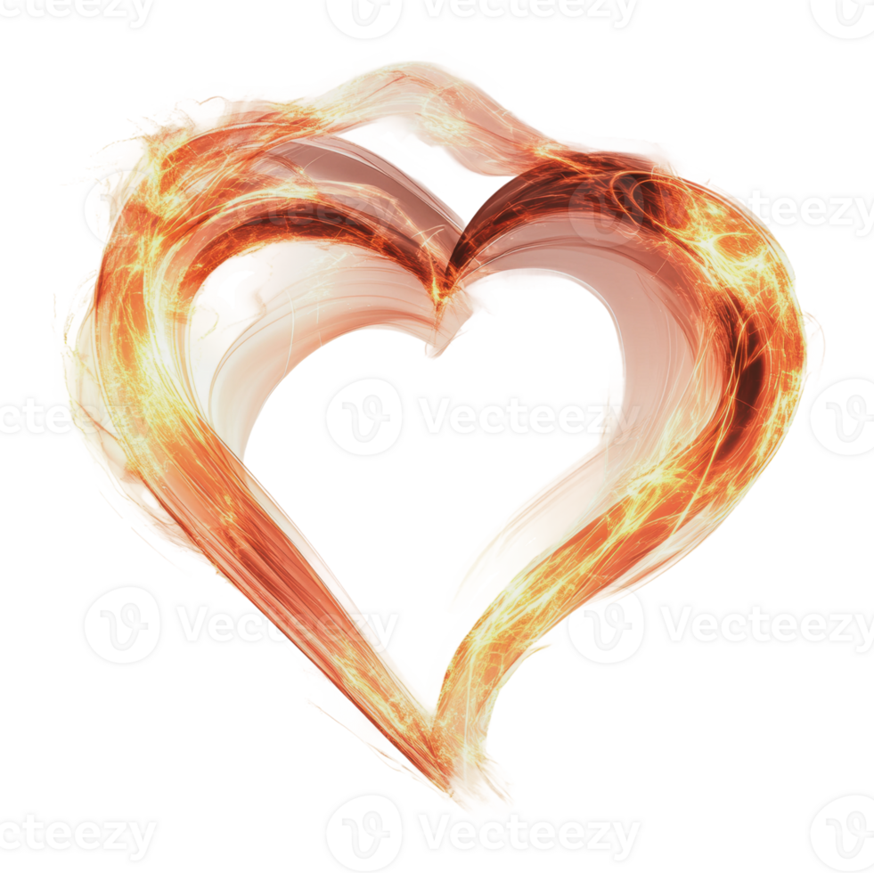 Fiery swirl heart on white background png