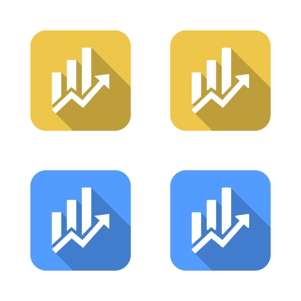 Business chart icon with long shadow. Financial graph concept on square background vector