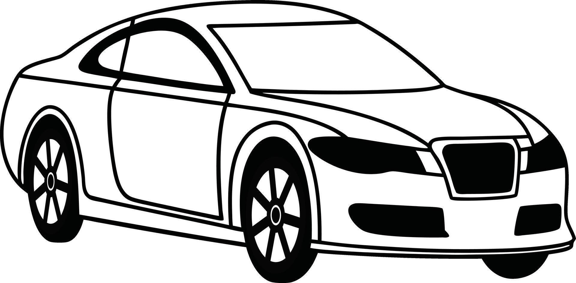 Outline car front view on a white background, Simple outline style symbol illustration, vector