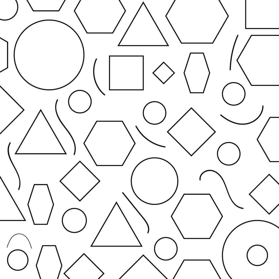 Geometric shape seamless outline pattern. vector