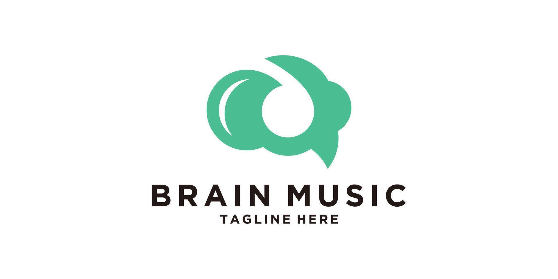 logo design combination of musical notes and brain, earphone, technology, logo design , symbol, icon, idea, creative. vector