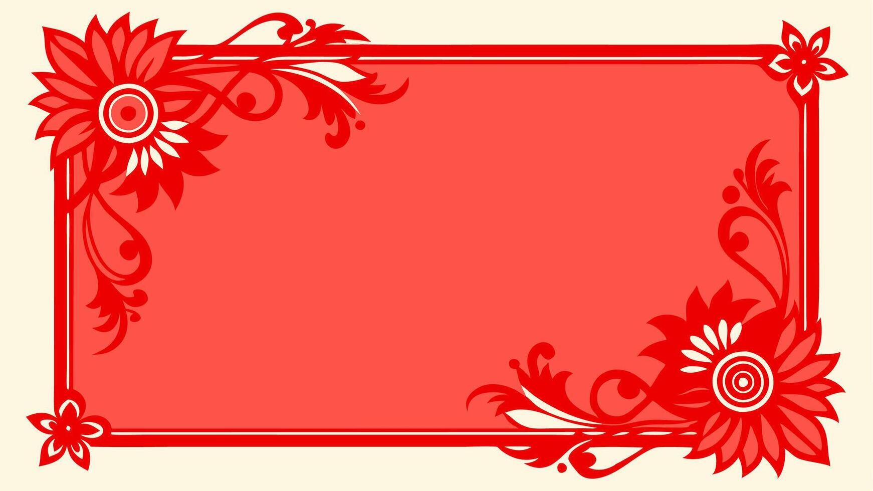 Red floral frame form background for invitation design or greeting vector