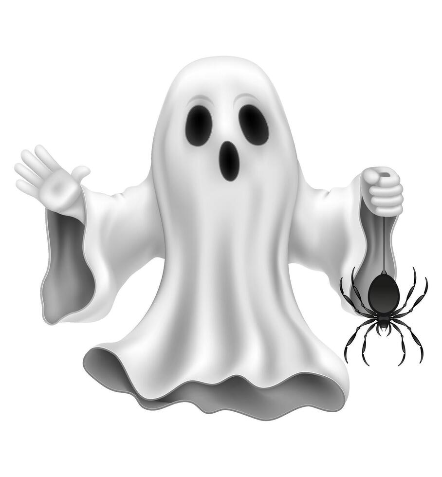 scary ghost halloween with scary face illustration isolated on white background vector