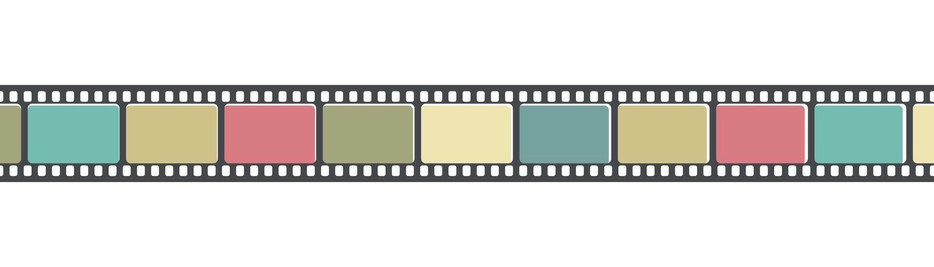 Colored long film strip tape. Cinema and filmmaking concept vector