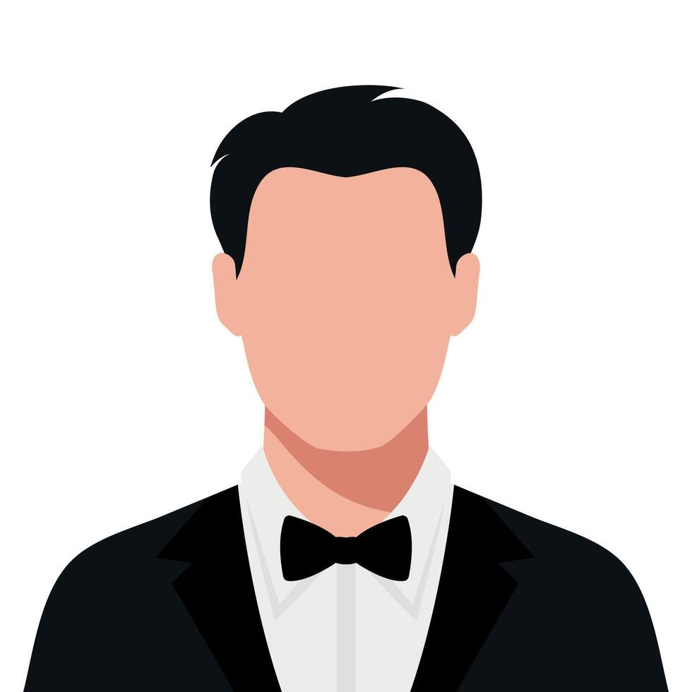 Abstract faceless young man in tuxedo and bow tie vector