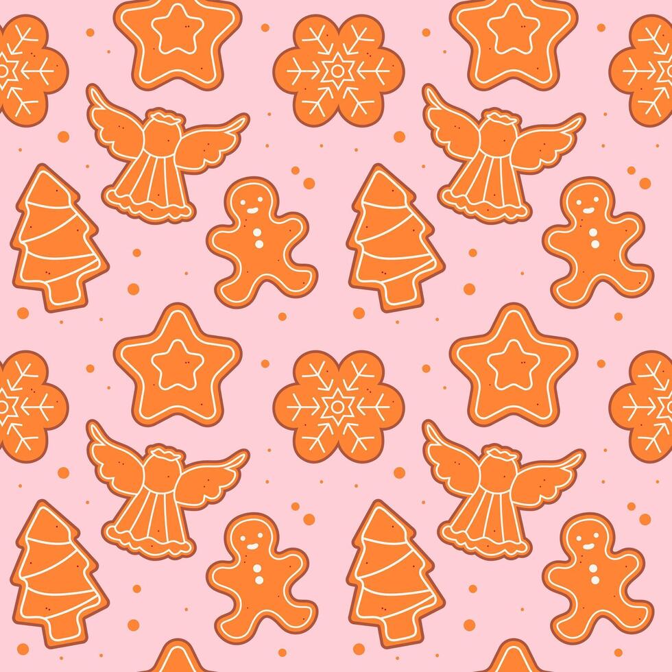 Seamless pattern with gingerbread men vector