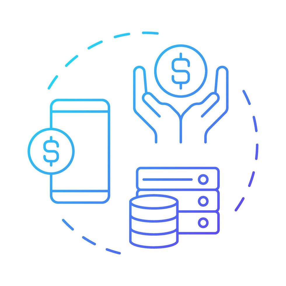 MEM blue gradient concept icon. Mobile expenses management. Data cost, business. Finance, budget. Round shape line illustration. Abstract idea. Graphic design. Easy to use in infographic, presentation vector