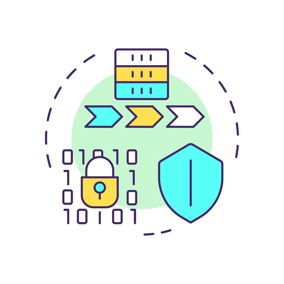Integrity and confidentiality multi color concept icon. GDPR Principle. Secure and reliable data processing. Round shape line illustration. Abstract idea. Graphic design. Easy to use in article vector
