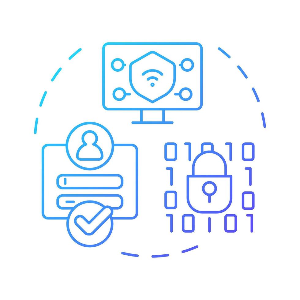 Security enforcement blue gradient concept icon. Personal information, access control. Round shape line illustration. Abstract idea. Graphic design. Easy to use in infographic, presentation vector